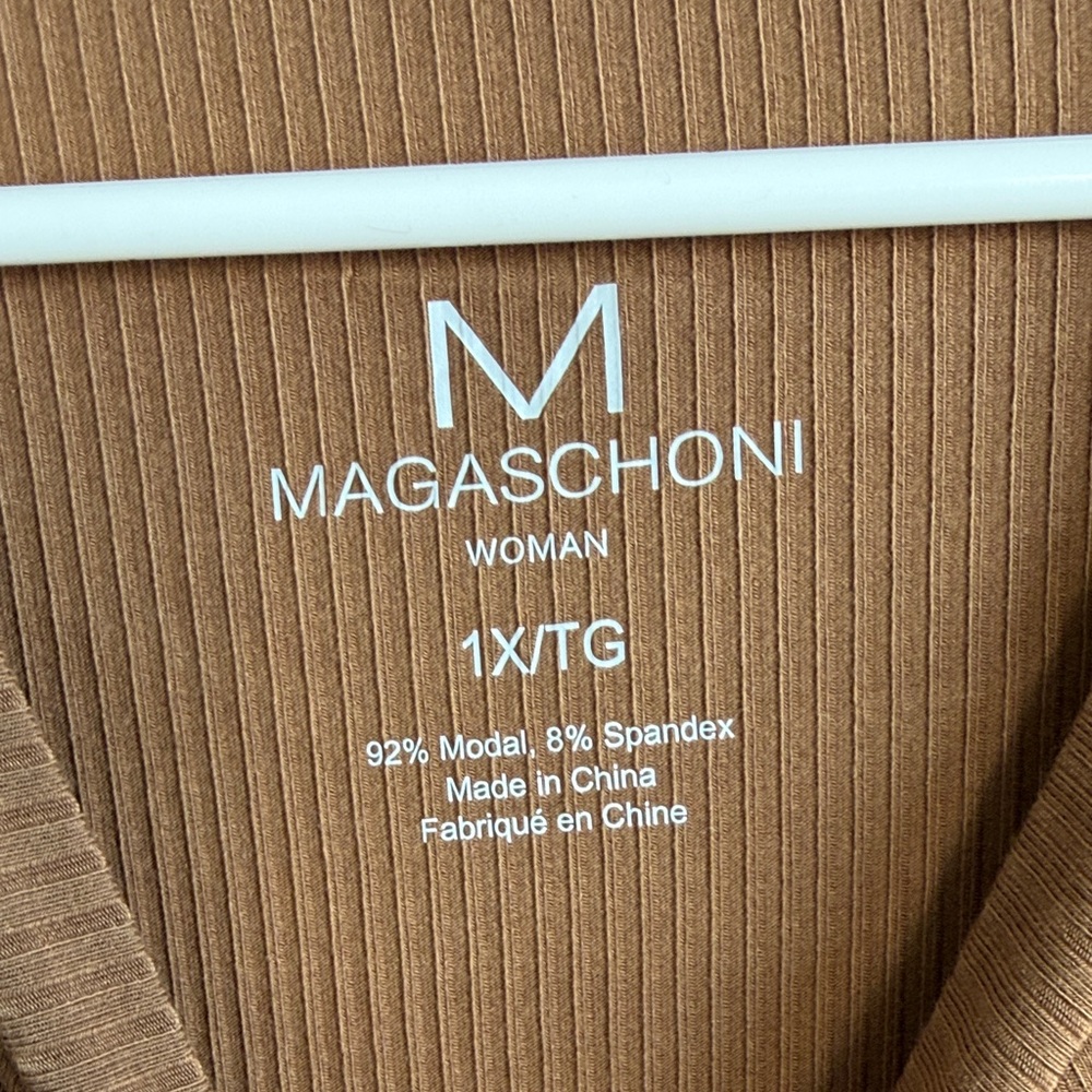 Magaschoni Tan Ribbed Knit Top - Picture 4 of 5